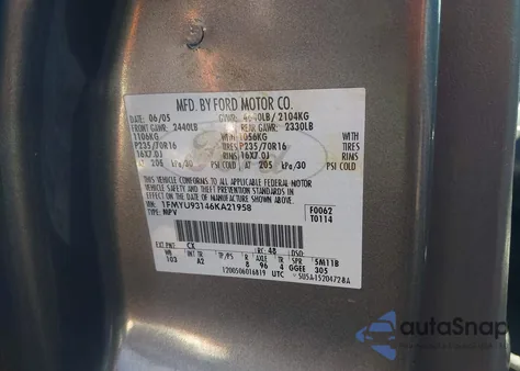 2006 Ford Escape Xlt/Xlt Sport z USA, uszkodzony, nr VIN 1FMYU93146KA21958